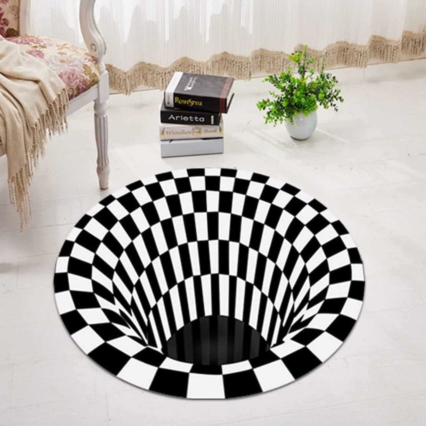 3D Space Round Carpet, Floor Mat Non-Woven Doormat (1 Pc / 78 Cm)