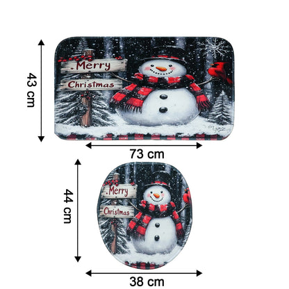 3 in 1 Christmas-Themed Bathroom Mat - (1 Set)